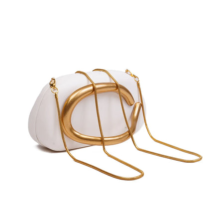 White Structured Clutch with Accent