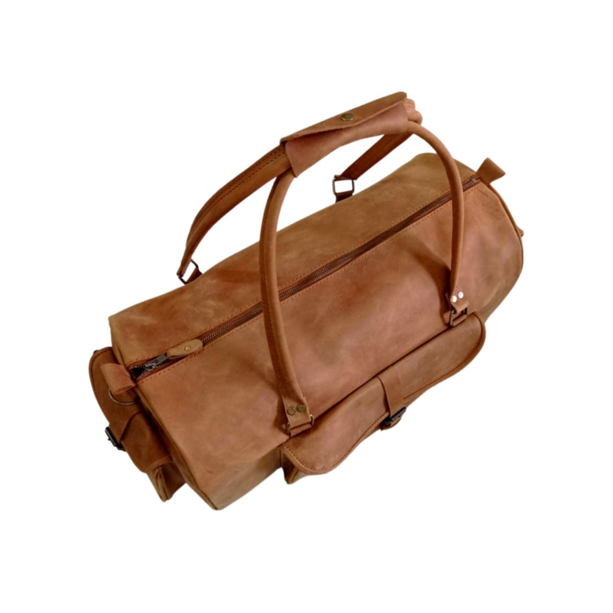 Tan Leather Travel Duffel Bag – Cow Pull Up Leather Holdall