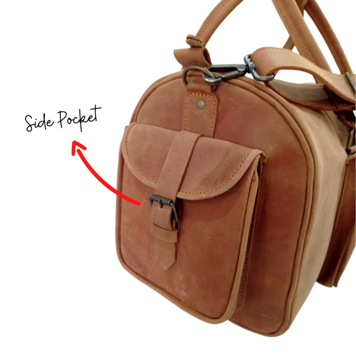 Tan Leather Travel Duffel Bag – Cow Pull Up Leather Holdall