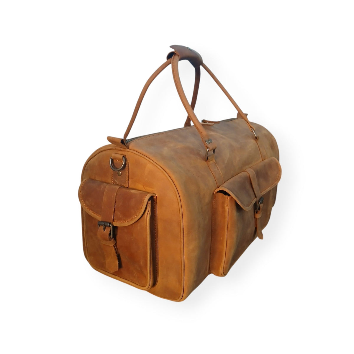 Tan Leather Travel Duffel Bag – Cow Pull Up Leather Holdall