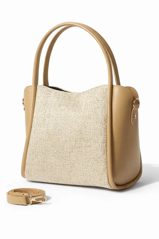 Fawn Mixed-Material Shoulder Bag