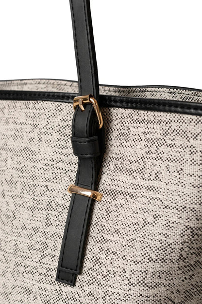Woven Shoulder Bag with Black Straps