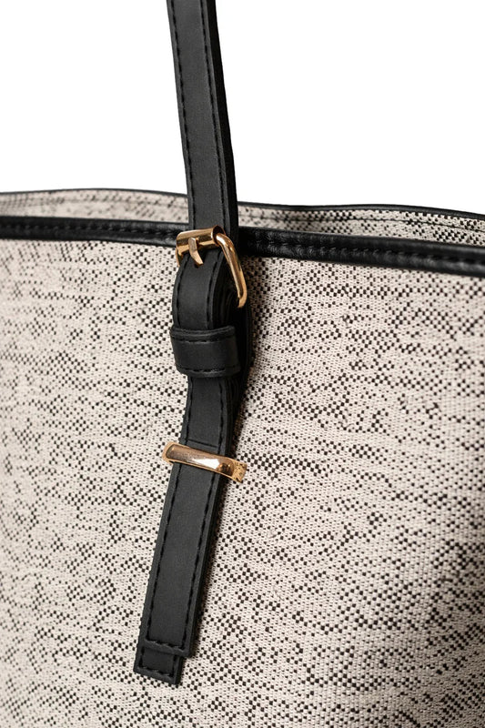 Woven Shoulder Bag with Black Straps