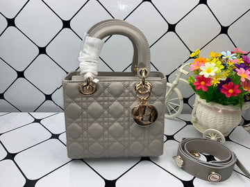 Christian Dior Lady Dior Bag Metal Hardware Spring Collection 20cm Dark Grey
