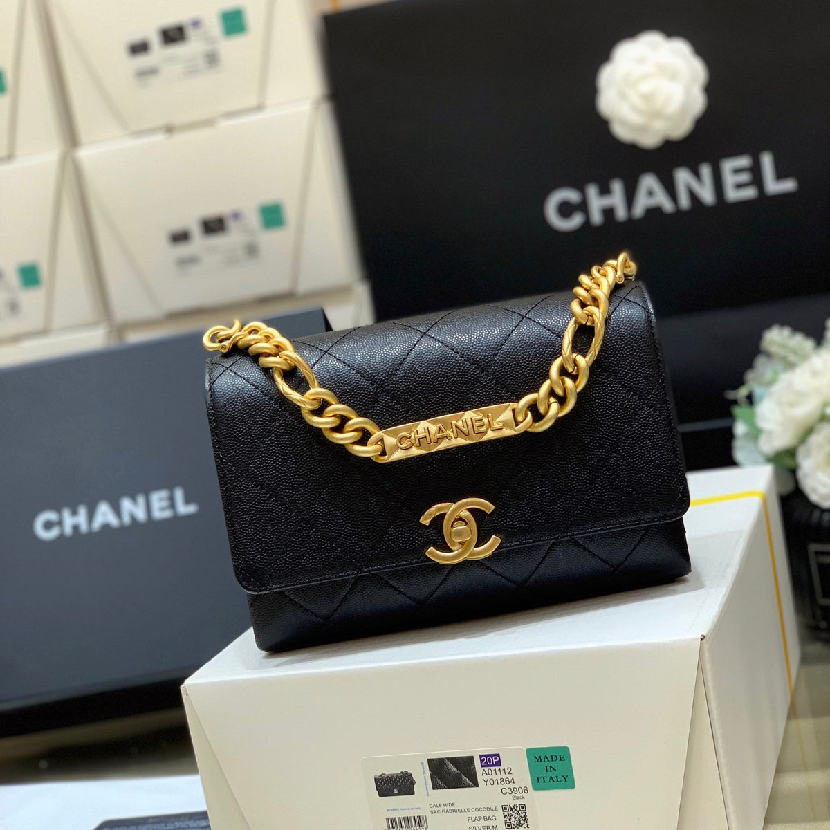 Chanel Co Co Cross Body Bag 20cm Black