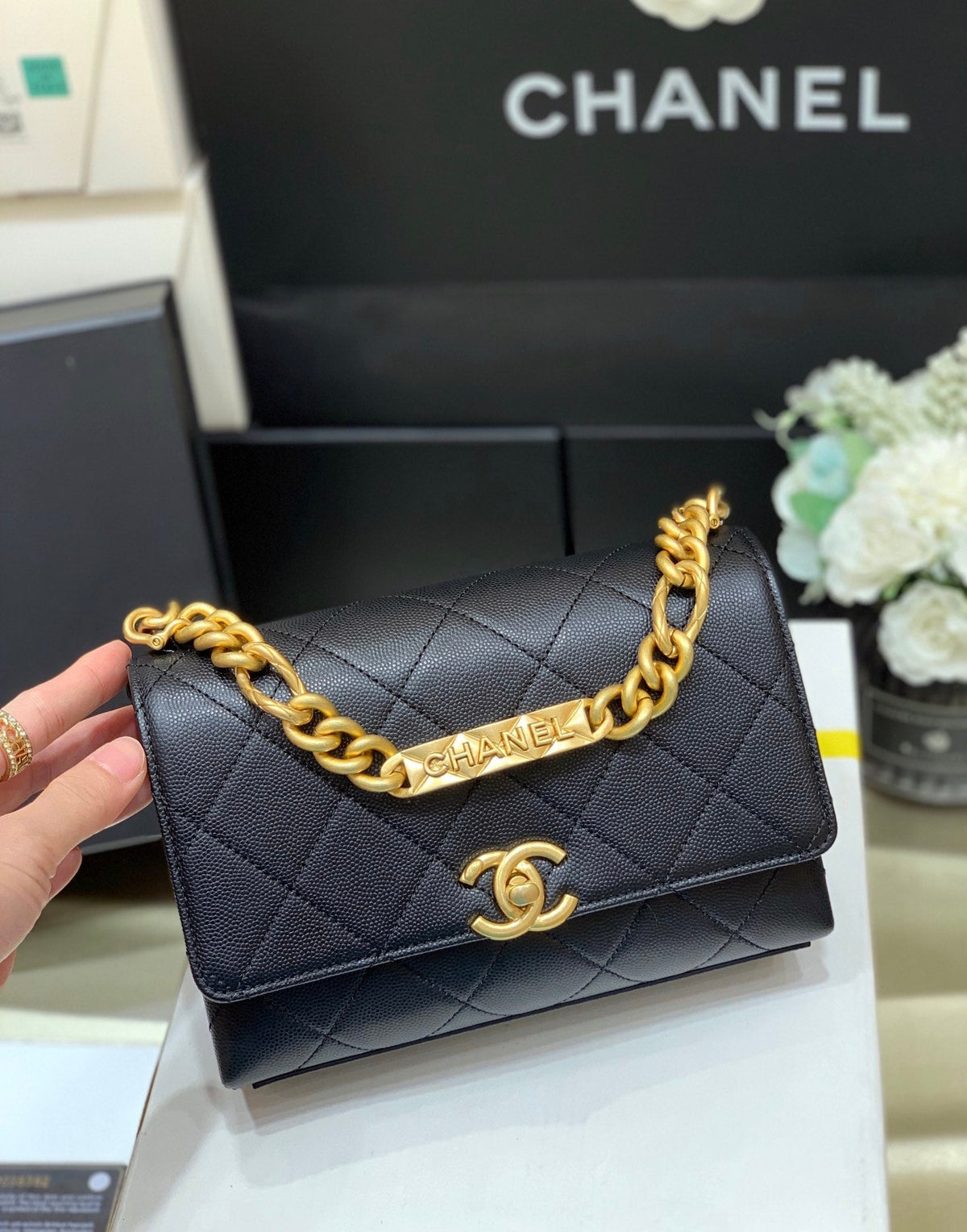 Chanel Co Co Cross Body Bag 20cm Black