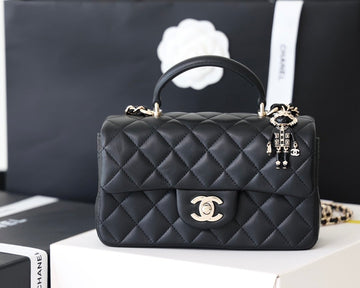 Chanel Mini Flap Bag With Top Handle AS2431 20cm Black