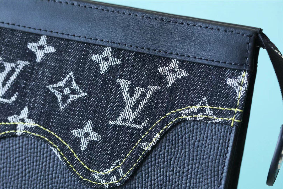 Louis Vuitton Pochette Voyage MM Monogram Drip Black By Nigo For Pre-Spring, Men’s Travel Accessories 27cm LV M45961