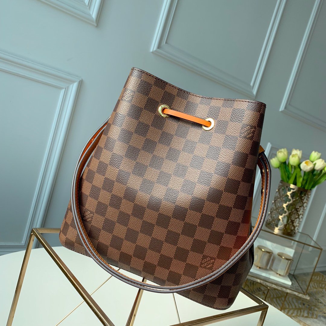 Louis Vuitton NeoNoe Bucket Bag MM Damier Azur Canvas Spring/Summer Collection N50042 Orange