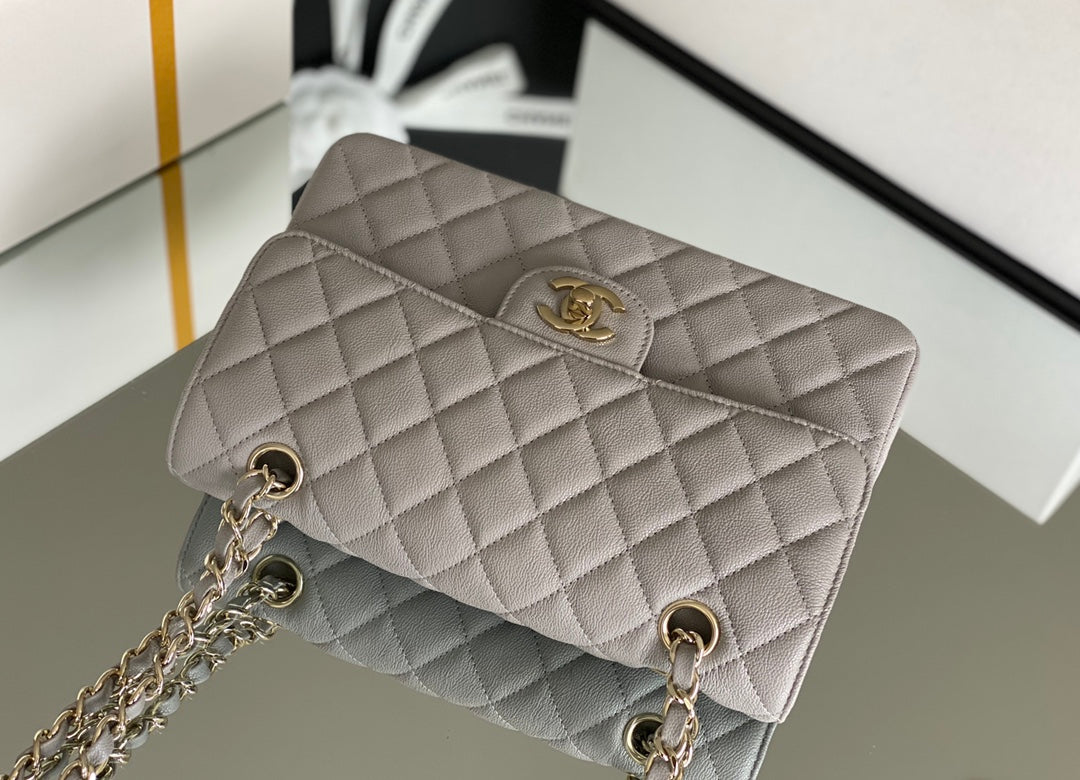 Chanel Classic Flap Bag Gold Hardware 26cm Grey