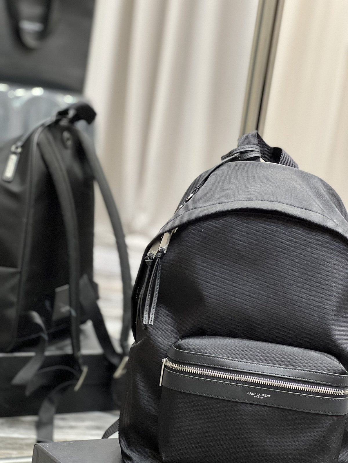 Saint Laurent City Backpack In Canvas Unisex 35cm Black