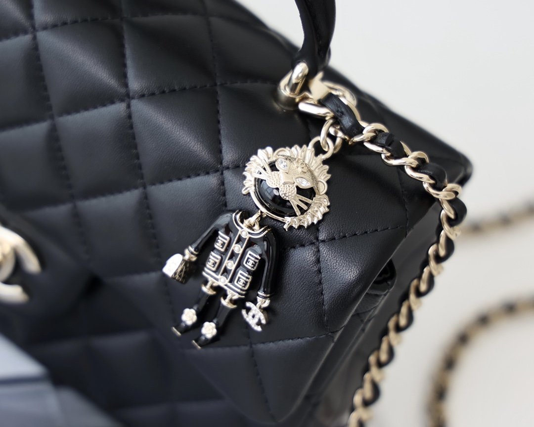 Chanel Mini Flap Bag With Top Handle AS2431 20cm Black