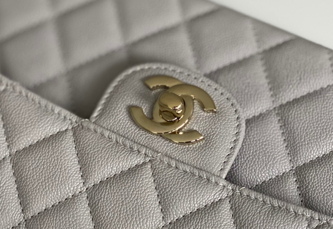 Chanel Classic Flap Bag Gold Hardware 26cm Grey