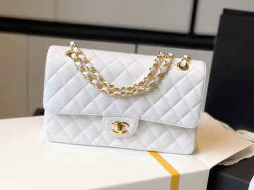 Chanel Classic Medium Flap Bag Gold Hardware 26cm White
