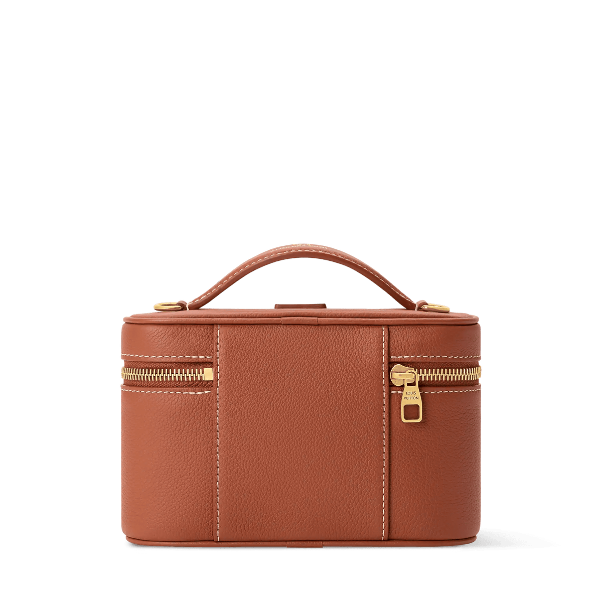 Vanity Pouch Cognac Low Key Calfskin Leather Aged Gold-Toned Hardware