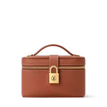 Vanity Pouch Cognac Low Key Calfskin Leather Aged Gold-Toned Hardware