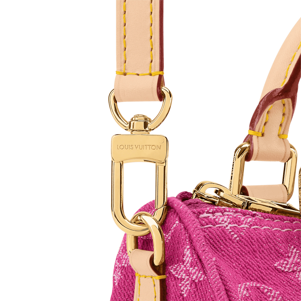 Women's Nano Speedy Monogram Denim Fuchsia Calfskin Nano Bag