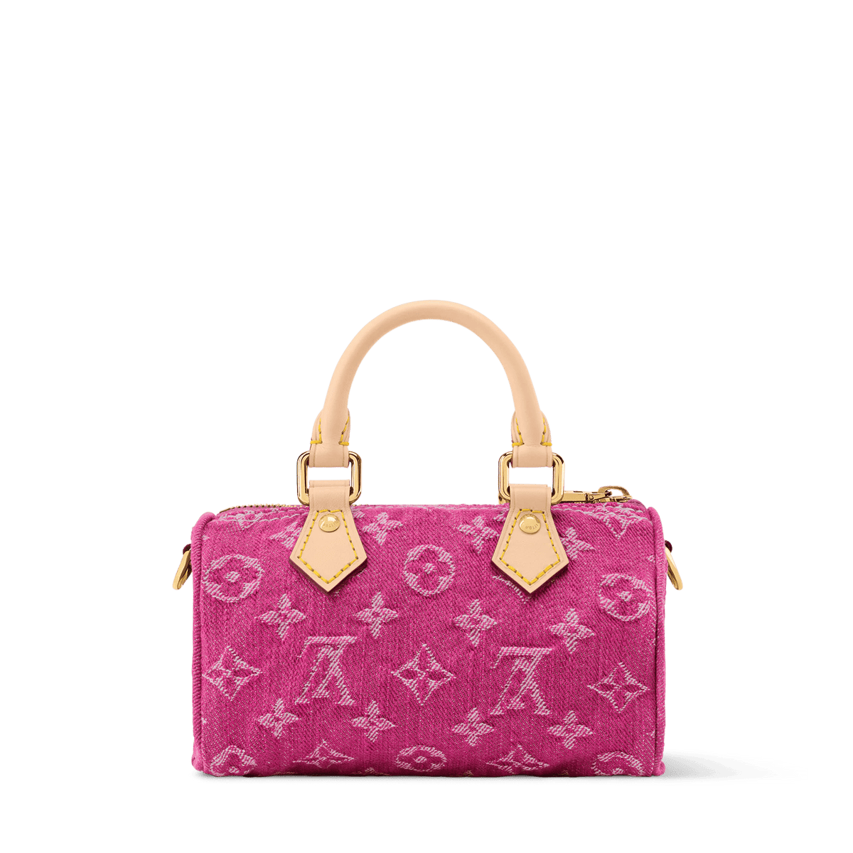 Women's Nano Speedy Monogram Denim Fuchsia Calfskin Nano Bag
