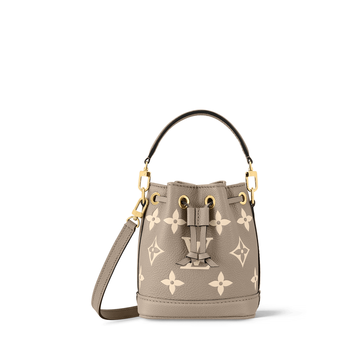 Nano Noé Bicolor Monogram Empreinte Leather Tourterelle Gray Gold-Toned Hardware