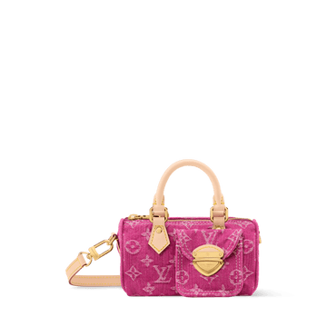 Women's Nano Speedy Monogram Denim Fuchsia Calfskin Nano Bag
