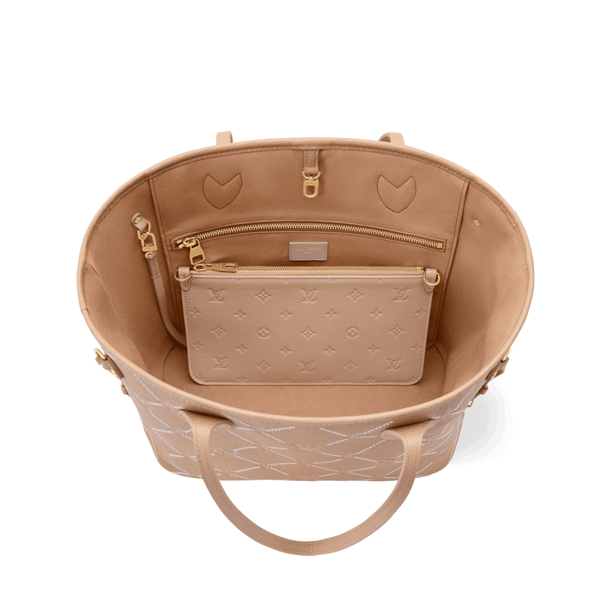 Women's Neverfull MM Hazelnut Monogram Empreinte Leather Tote Bag M29486