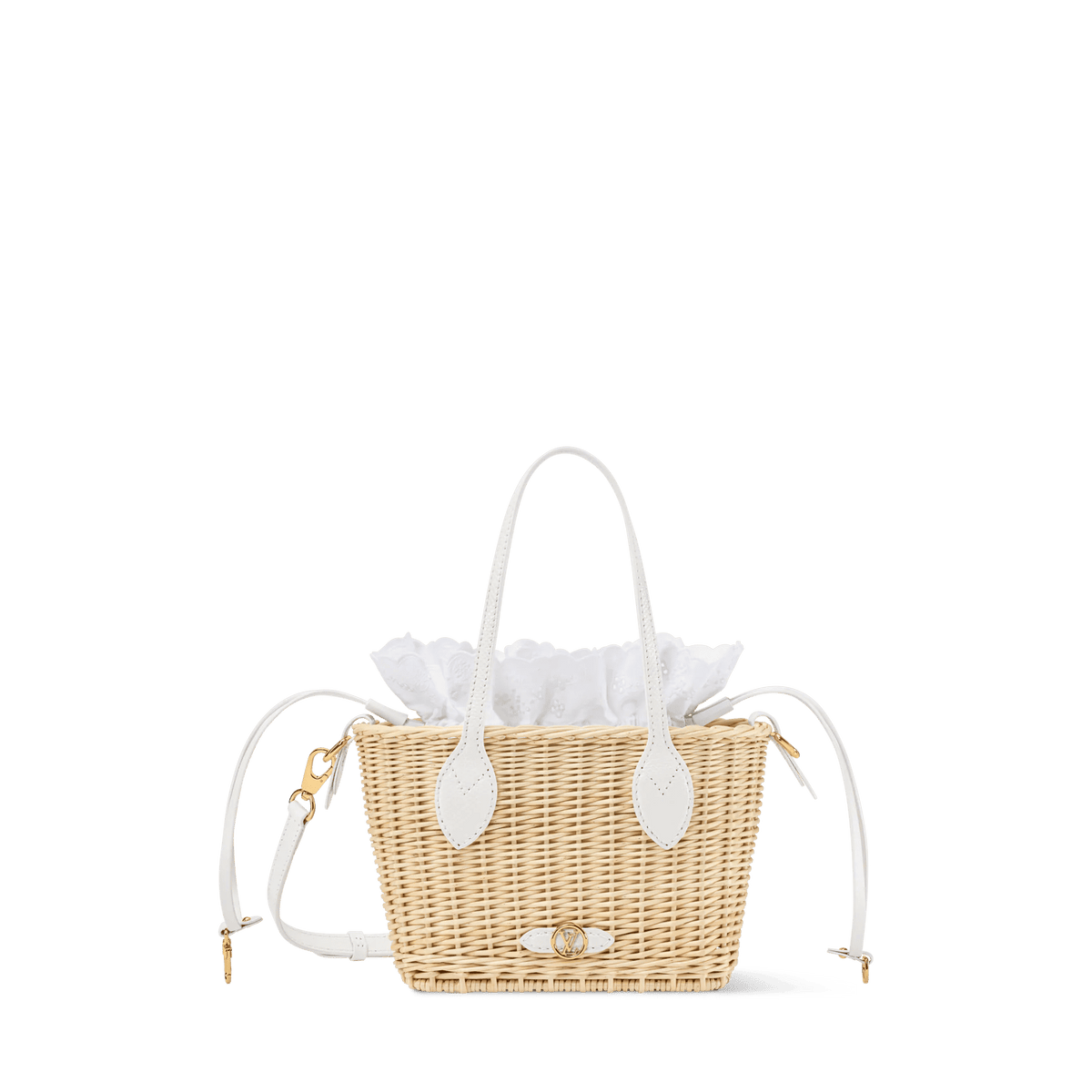 Women's Neverfull BB Off White Wicker Karung Leather Tote Bag