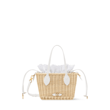 Women's Neverfull BB Off White Wicker Karung Leather Tote Bag