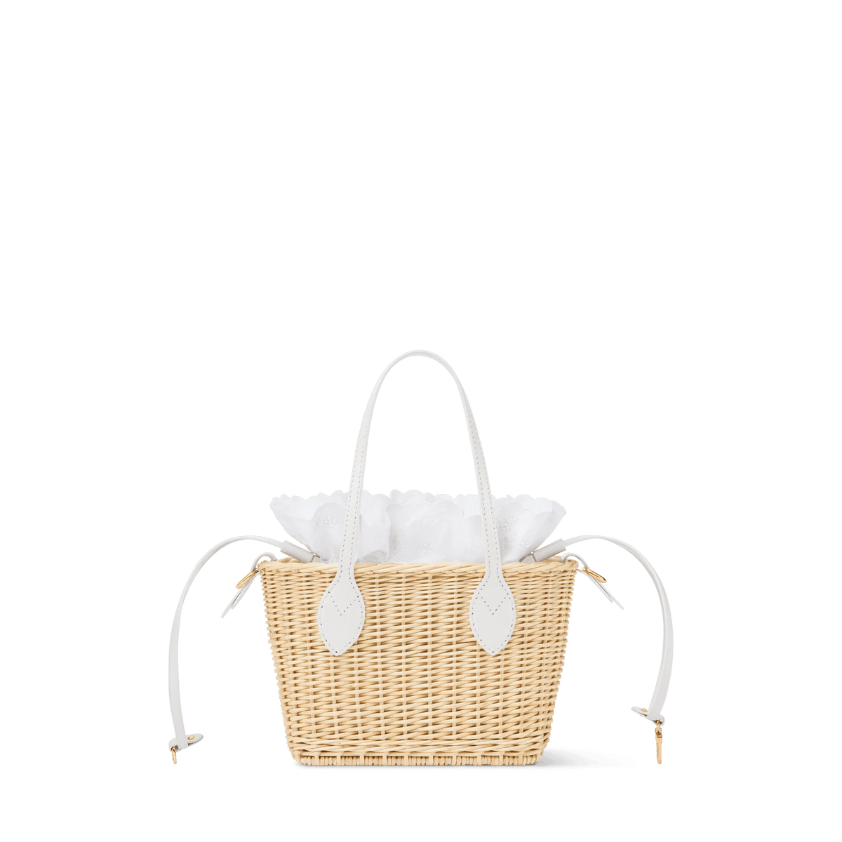 Women's Neverfull BB Off White Wicker Karung Leather Tote Bag