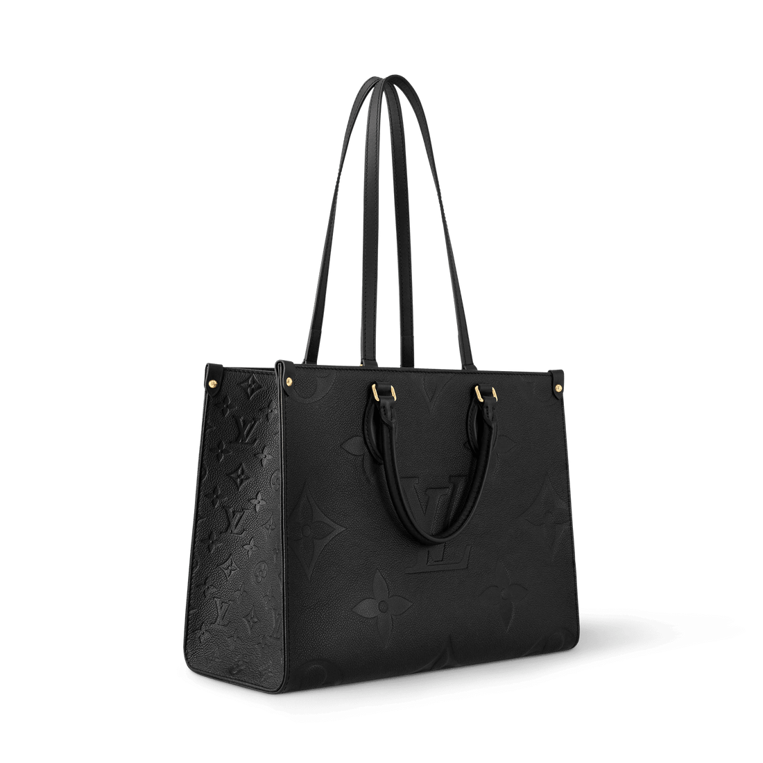 Women's Onthego MM Black Monogram Empreinte Leather Tote Bag M45595