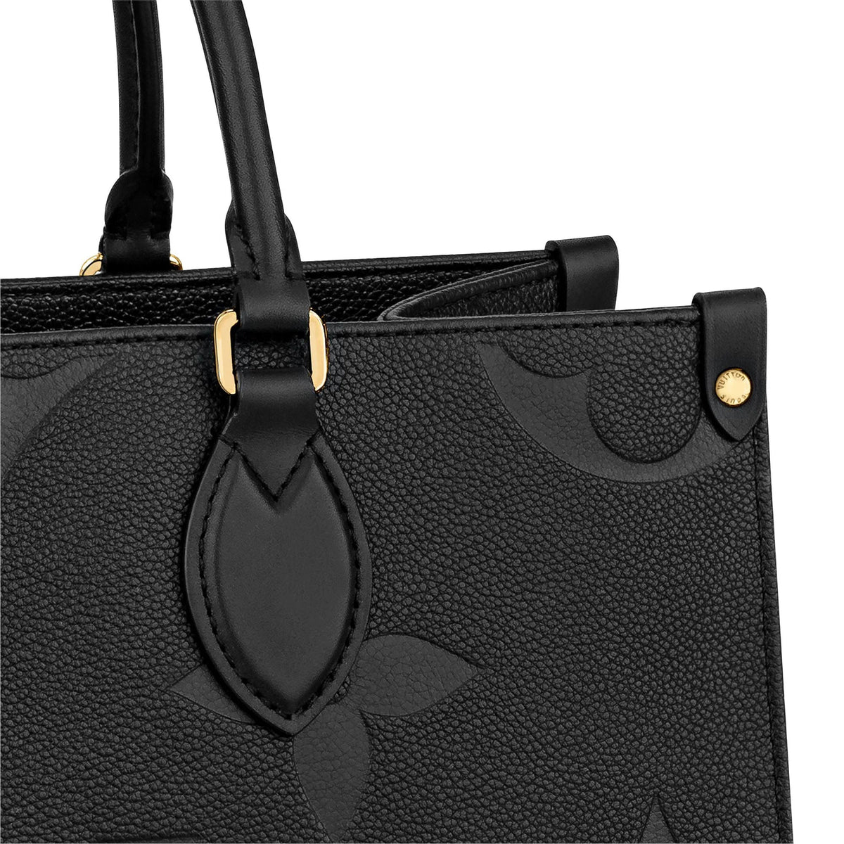 Women's Onthego MM Black Monogram Empreinte Leather Tote Bag M45595