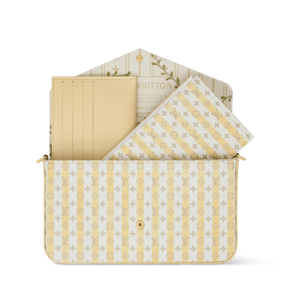 Pochette Félicie Minigram Coated Canvas LV Stamp Banana Gold-Toned Hardware
