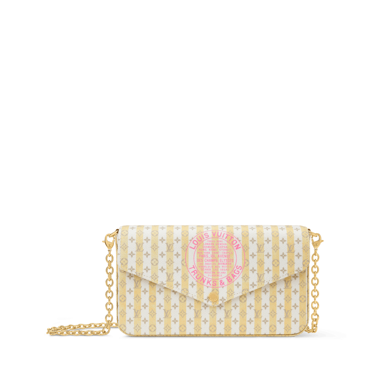 Pochette Félicie Minigram Coated Canvas LV Stamp Banana Gold-Toned Hardware