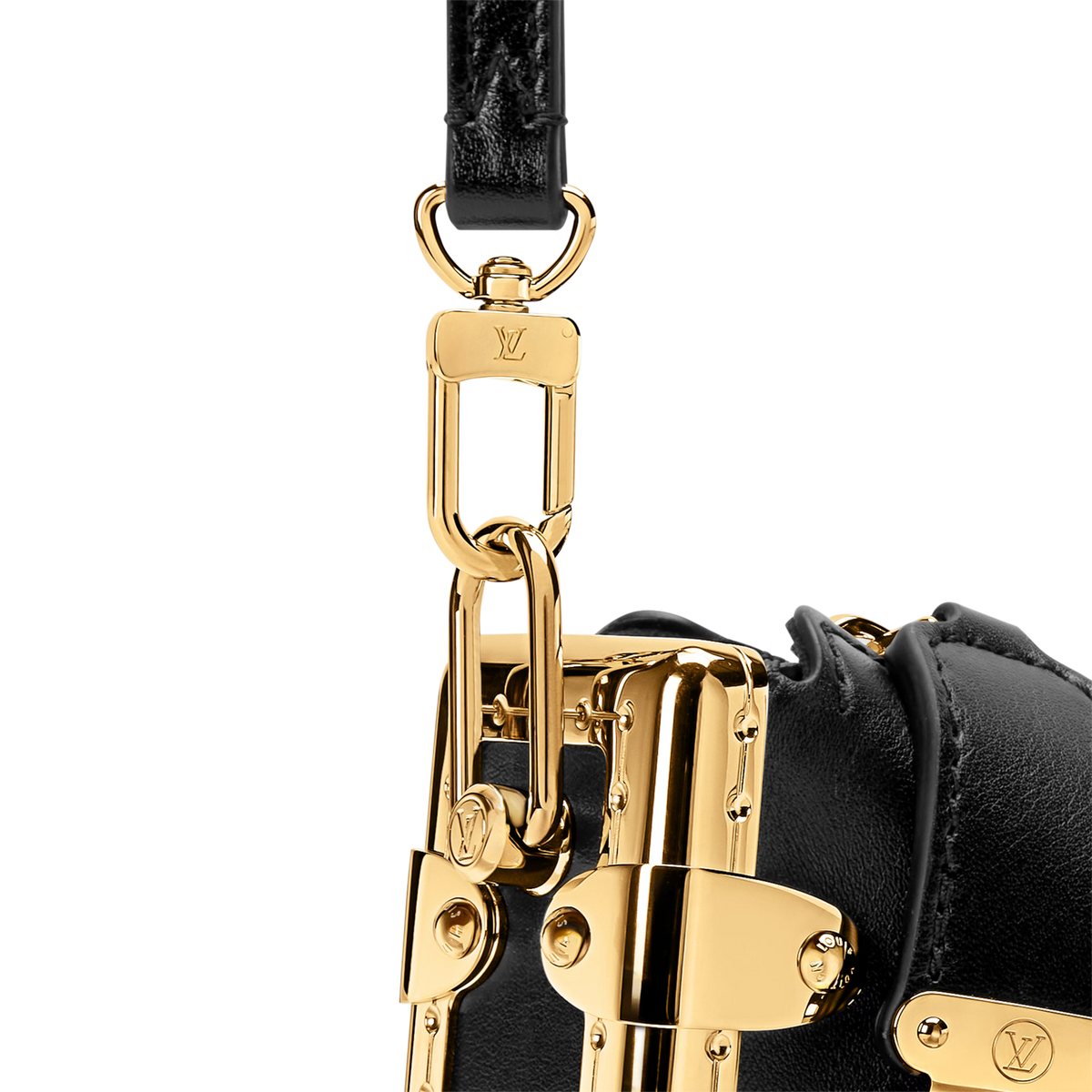 Slim Trunk Calf Leather Black Gold-Toned Hardware