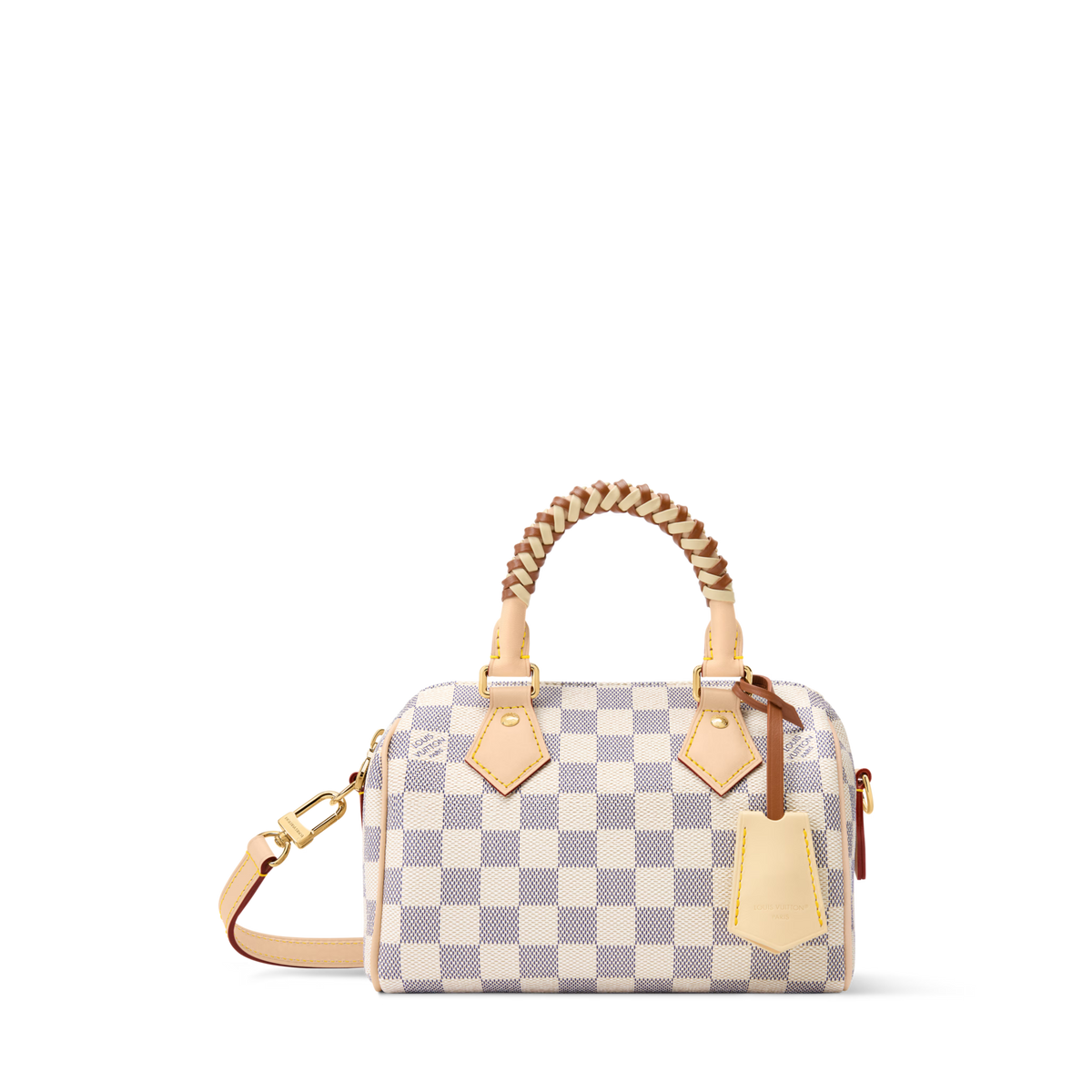 Speedy Bandoulière 20 Damier Azur Coated Canvas Banana Yellow Gold-Toned Hardware