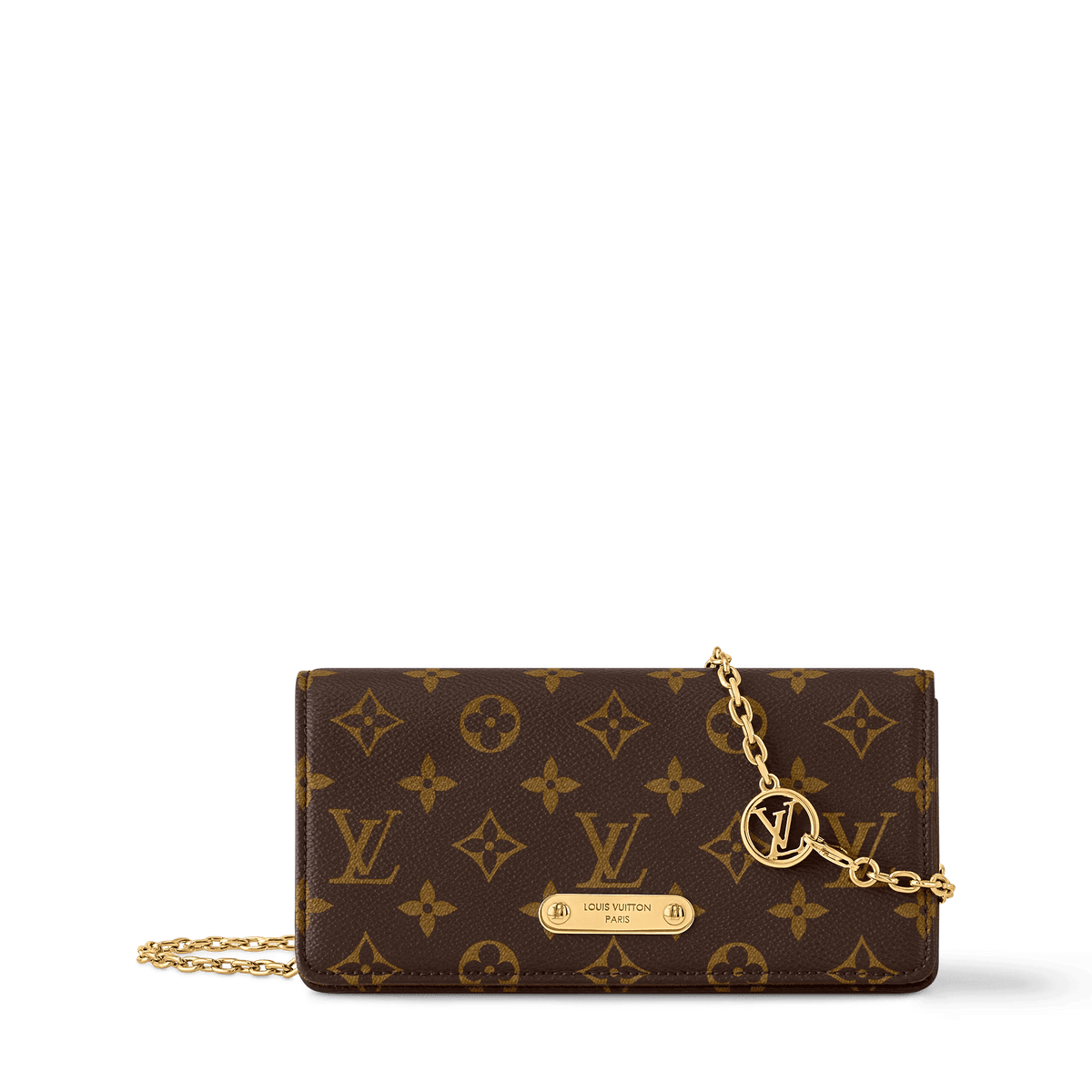Wallet On Chain Lily Monogram Coated Canvas Gold-Color Hardware