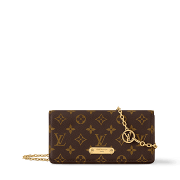 Wallet On Chain Lily Monogram Coated Canvas Gold-Color Hardware