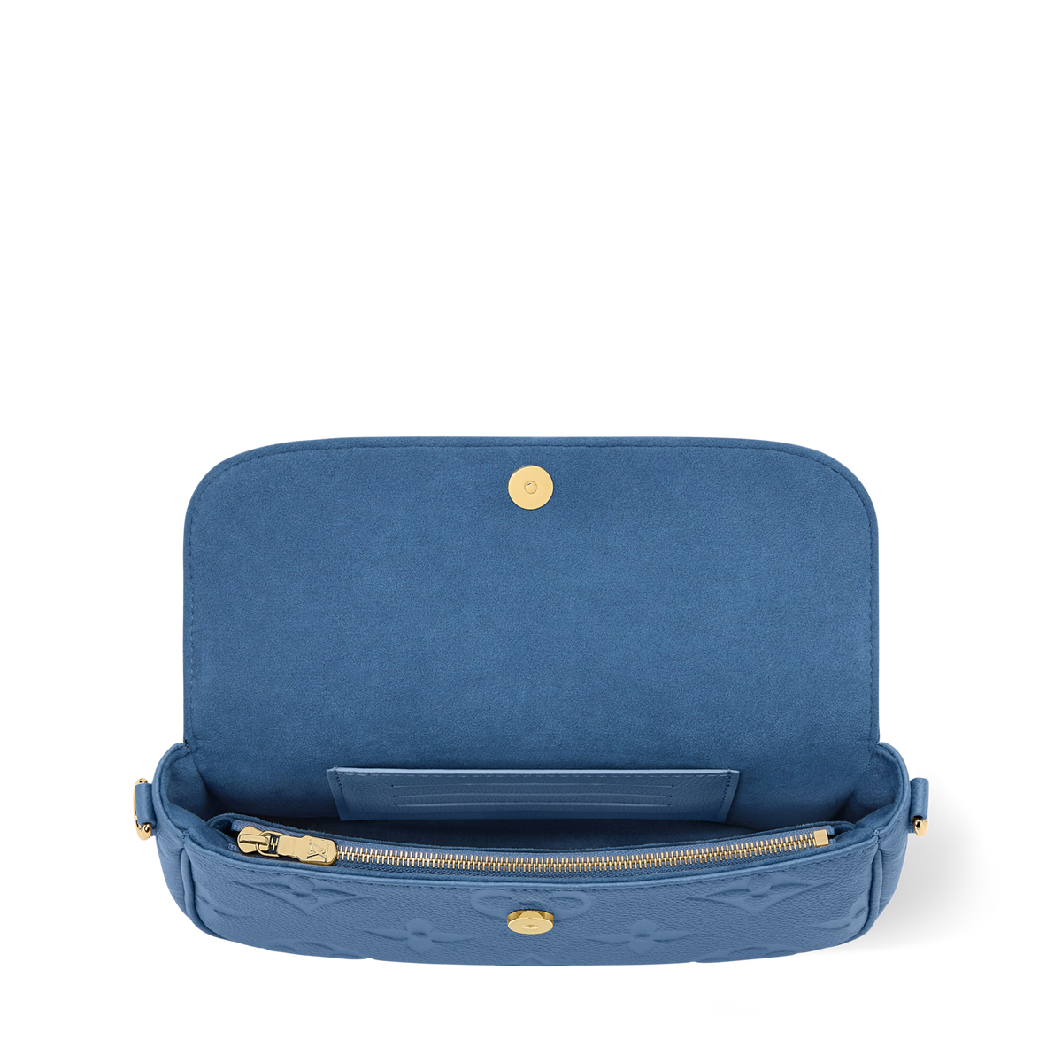 Wallet On Chain Ivy Blue Jean Monogram Empreinte Leather Gold-Toned Hardware