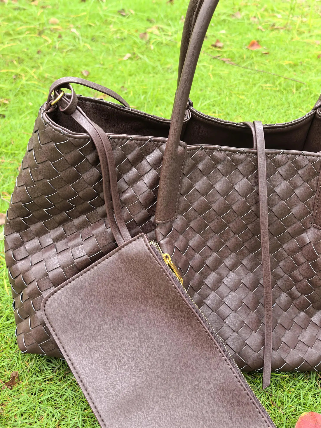 Handwoven Sheepskin Braided Leather Duffle Tote Bag: Large Capacity Commuter Bag